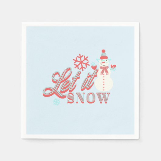 Retro Snowman Lass es Schnee Weihnachten Serviette (Vorderseite)