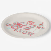 Retro Snowman Let it Snow Christmas Tan Pappteller (Schrägansicht)