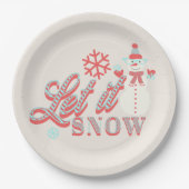 Retro Snowman Let it Snow Christmas Tan Pappteller (Vorderseite)