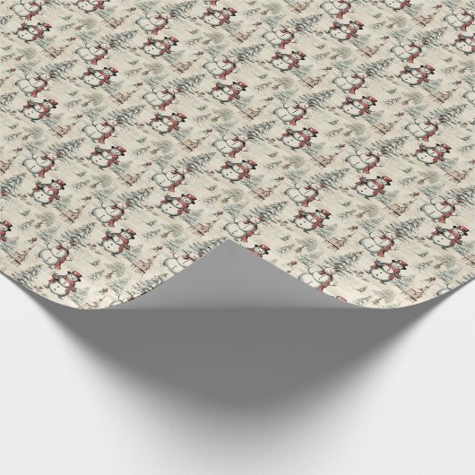 Retro Snowman Magic Geschenkpapier (Ecke)