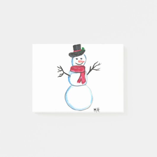 Retro Snowman Niedlich White Christmas Snowmen Post-it Klebezettel (Vorderseite)