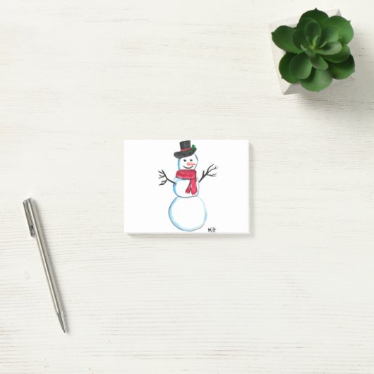 Retro Snowman Niedlich White Christmas Snowmen Post-it Klebezettel (Büro)