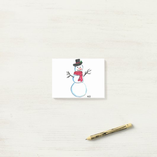 Retro Snowman Niedlich White Christmas Snowmen Post-it Klebezettel (Auf Schreibtisch)