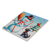 Retro Snowman, Niedlicher Hund, roter Kardinal und Fliese (Seite)