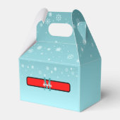 Retro Snowman, Niedlicher Hund, roter Kardinal und Geschenkschachtel (Rückseite)