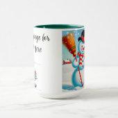 Retro Snowman, Niedlicher Hund, roter Kardinal und Tasse (Zentrum)