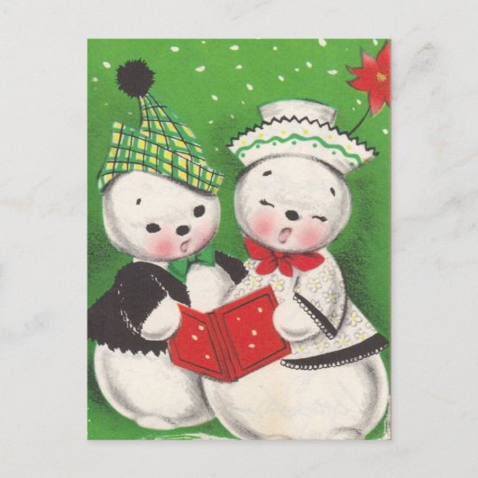 Retro Snowman Postcard Postkarte (Vorderseite)