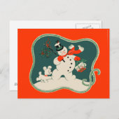 Retro Snowman Postkarte (Vorne/Hinten)