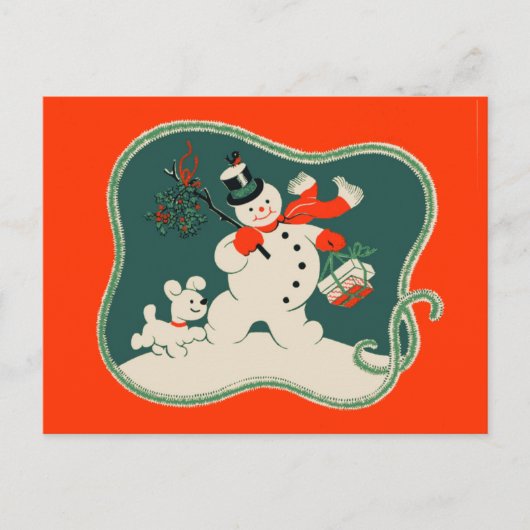 Retro Snowman Postkarte (Vorderseite)