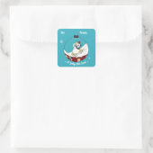Retro Snowman Quadratischer Aufkleber (Tasche)