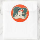 Retro Snowman Runder Aufkleber (Tasche)