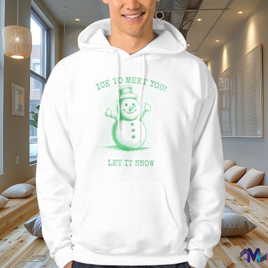 Retro Snowman - Vintages Halftone Green Design Hoodie