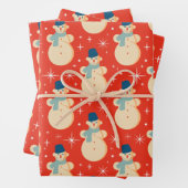 Retro Snowman Weihnachtswrapping Paper Geschenkpapier Set (Beispiel)