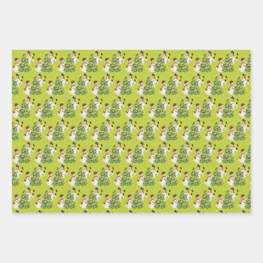 Retro Snowmen Dekorieren Baum für Weihnachten Geschenkpapier Set (Vorderseite 3)