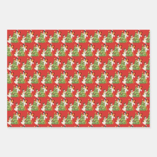 Retro Snowmen Dekorieren Baum für Weihnachten Geschenkpapier Set (Vorderseite 2)
