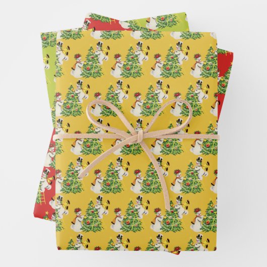Retro Snowmen Dekorieren Baum für Weihnachten Geschenkpapier Set (Beispiel)