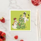 Retro Snowmen Dekorieren Baum für Weihnachten Serviette (Beispiel)
