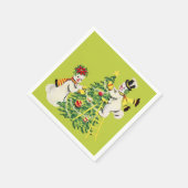 Retro Snowmen Dekorieren Baum für Weihnachten Serviette (Ecke)