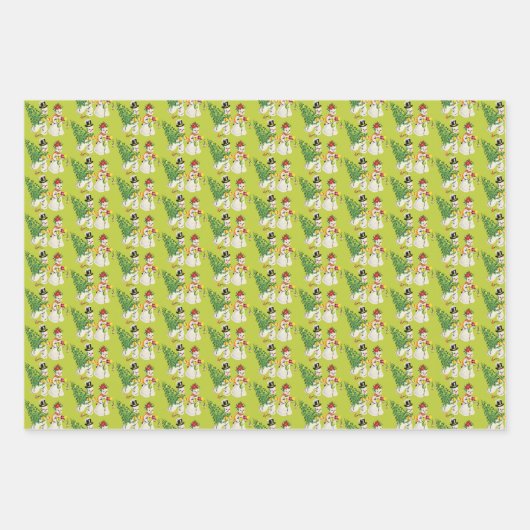 Retro Snowmen Geschenkpapier Set (Vorderseite 3)