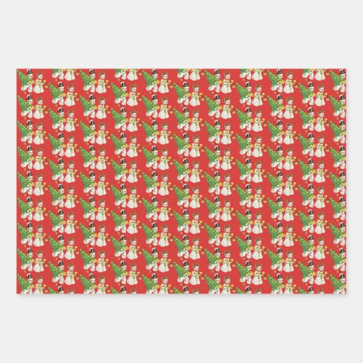 Retro Snowmen Geschenkpapier Set (Vorderseite 2)