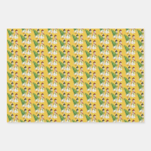 Retro Snowmen Geschenkpapier Set (Vorderseite)