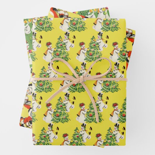 Retro Snowmen Geschenkpapier Set (Beispiel)