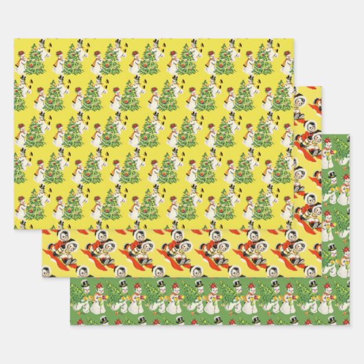 Retro Snowmen Geschenkpapier Set (Set)