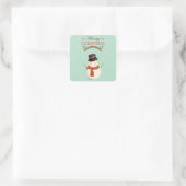 Retro Snowmen Happy New Year Frohe Weihnachten Quadratischer Aufkleber (Tasche)