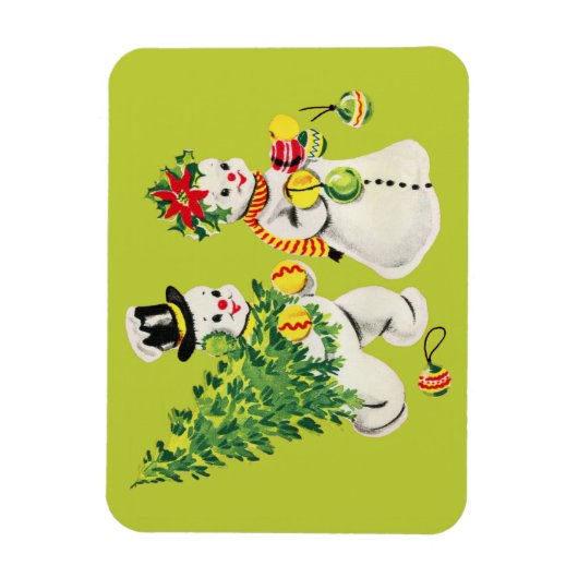 Retro Snowmen Magnet (Vertikal)