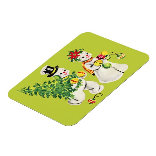 Retro Snowmen Magnet (Linke Seite)