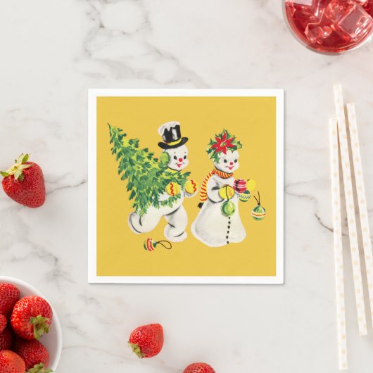 Retro Snowmen Serviette (Beispiel)