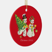 Retro Snowpair Keramik Ornament (Rechts)