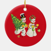 Retro Snowpair Keramik Ornament (Hinten)
