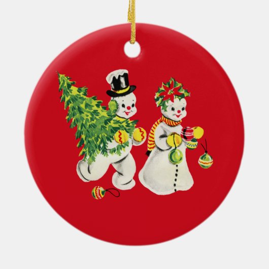 Retro Snowpair Keramik Ornament (Hinten)