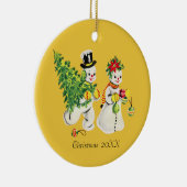 Retro Snowpair Keramik Ornament (Rechts)