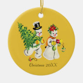 Retro Snowpair Keramik Ornament (Vorne)