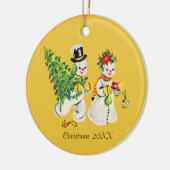 Retro Snowpair Keramik Ornament (Links)