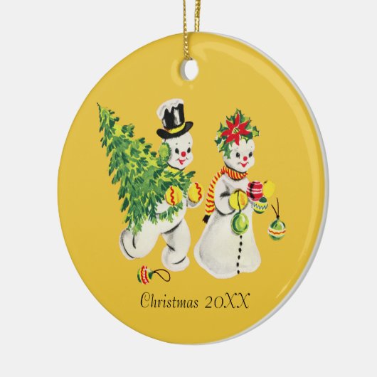Retro Snowpair Keramik Ornament (Links)