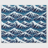 Retro Snowy Blue Mountains Geschenkpapier (Flach)