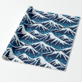 Retro Snowy Blue Mountains Geschenkpapier (Ungerollt)