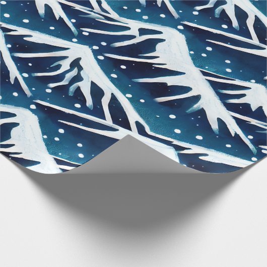Retro Snowy Blue Mountains Geschenkpapier (Ecke)