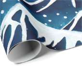 Retro Snowy Blue Mountains Geschenkpapier (Rolleneckpunkt)