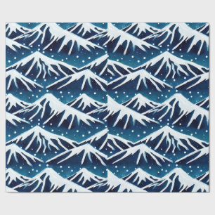 Retro Snowy Blue Mountains Geschenkpapier