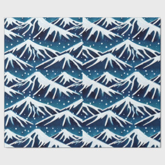 Retro Snowy Blue Mountains Geschenkpapier