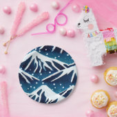Retro Snowy Blue Mountains Pappteller (Party)