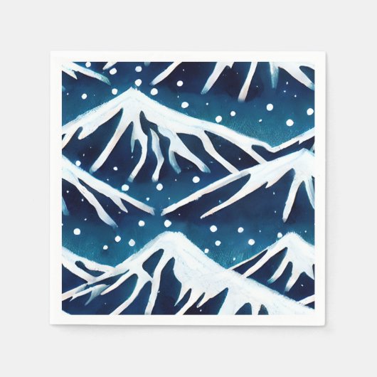 Retro Snowy Blue Mountains Serviette (Vorderseite)