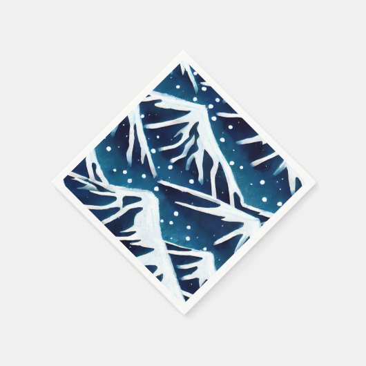 Retro Snowy Blue Mountains Serviette (Ecke)
