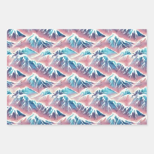 Retro Snowy Pastel Mountains Geschenkpapier Set (Vorderseite 3)
