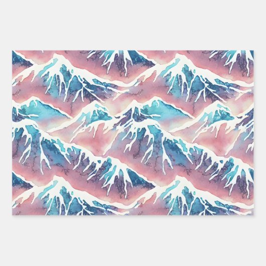 Retro Snowy Pastel Mountains Geschenkpapier Set (Vorderseite 2)