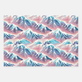Retro Snowy Pastel Mountains Geschenkpapier Set